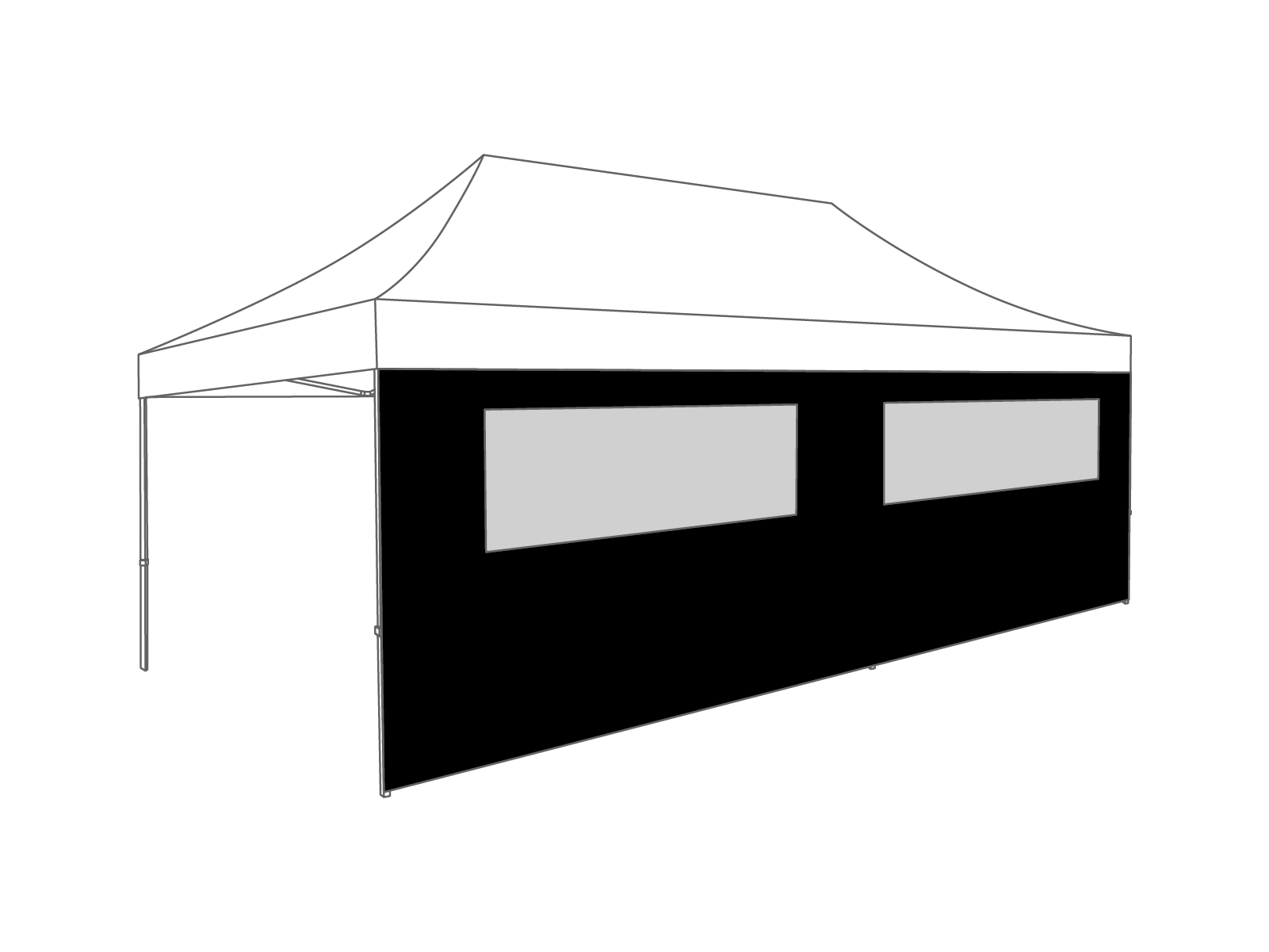 DON'T USE-Folding tent Sidewall window - 6m - Polyester (for 3x6) Black