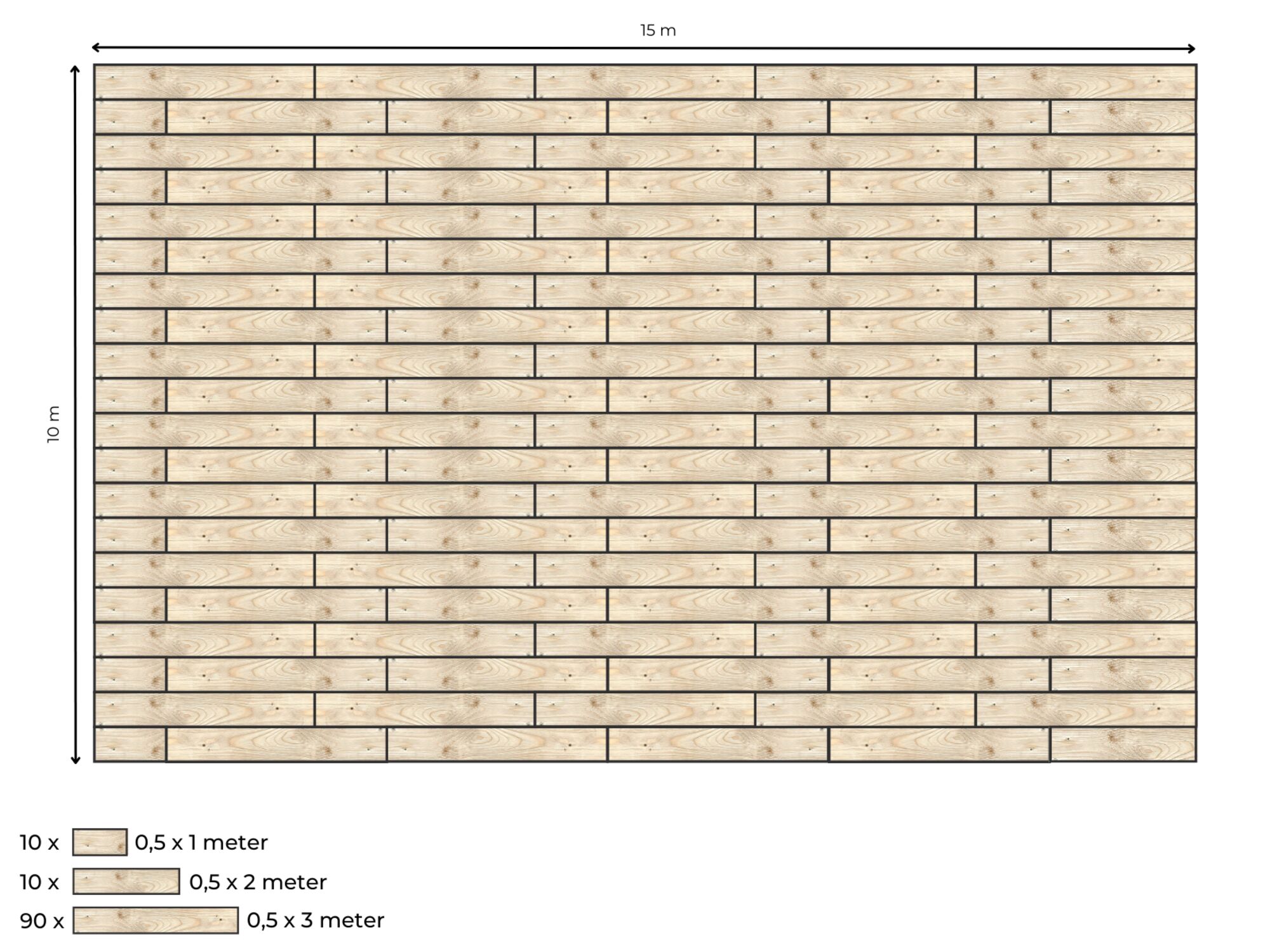 Suelo de madera completo para carpa beduina de 10 x 15 m