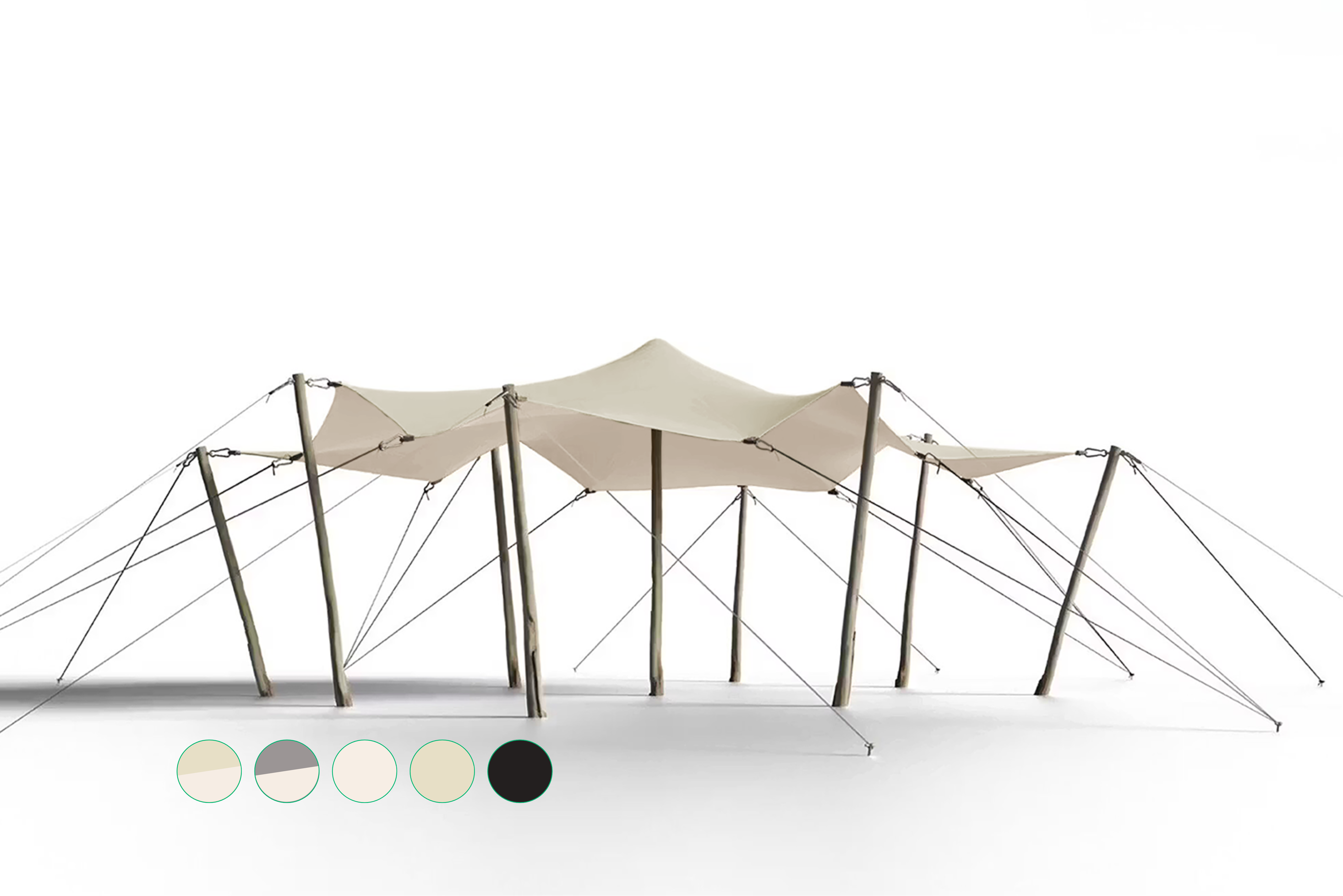 Triflexx stretch tent canvas (560 g/m²) with clamps - 6,5 x 5 m Sand/Cream