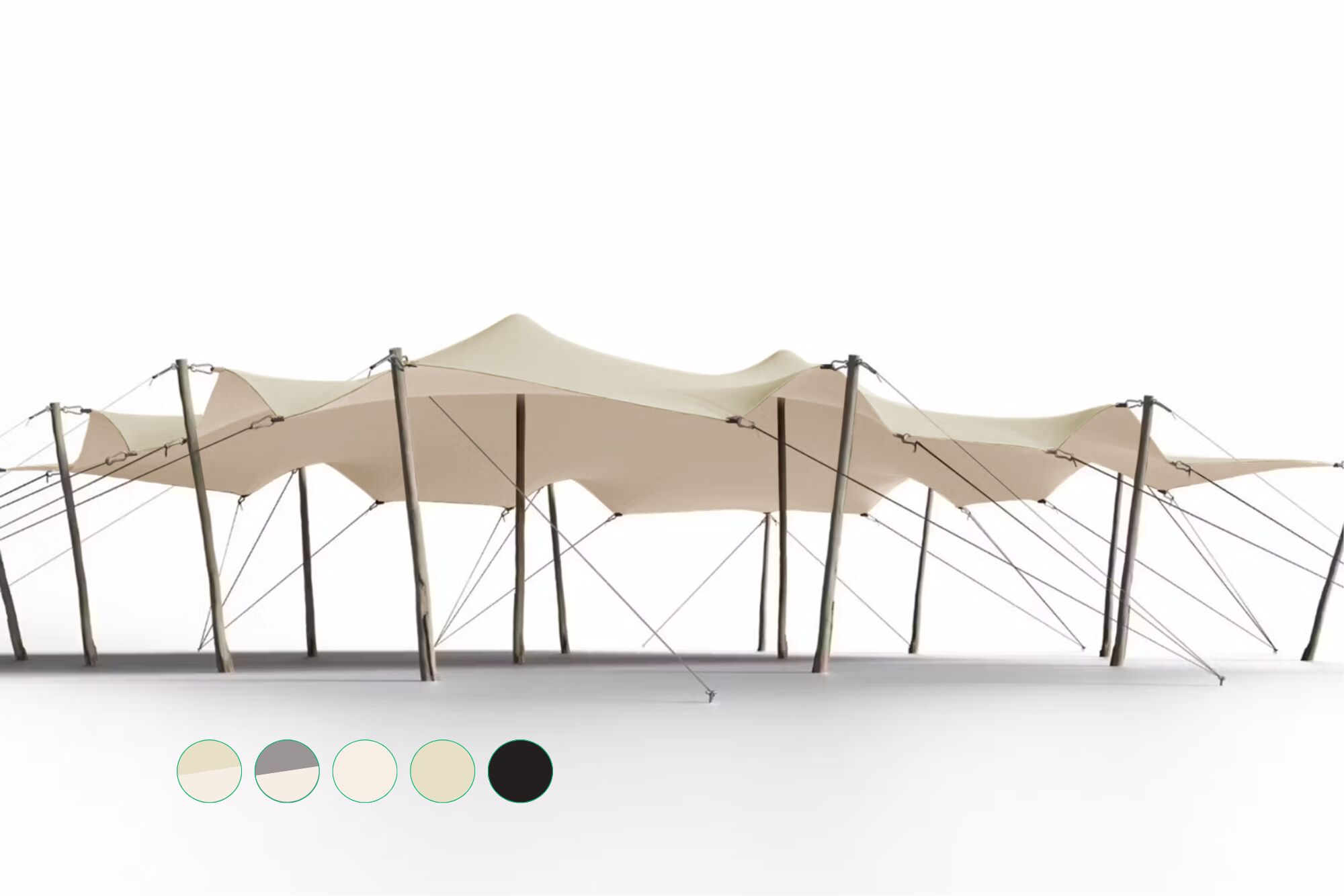 Triflexx stretch tent canvas (560 g/m²) with clamps - 10 x 12,5 m Sand/Cream