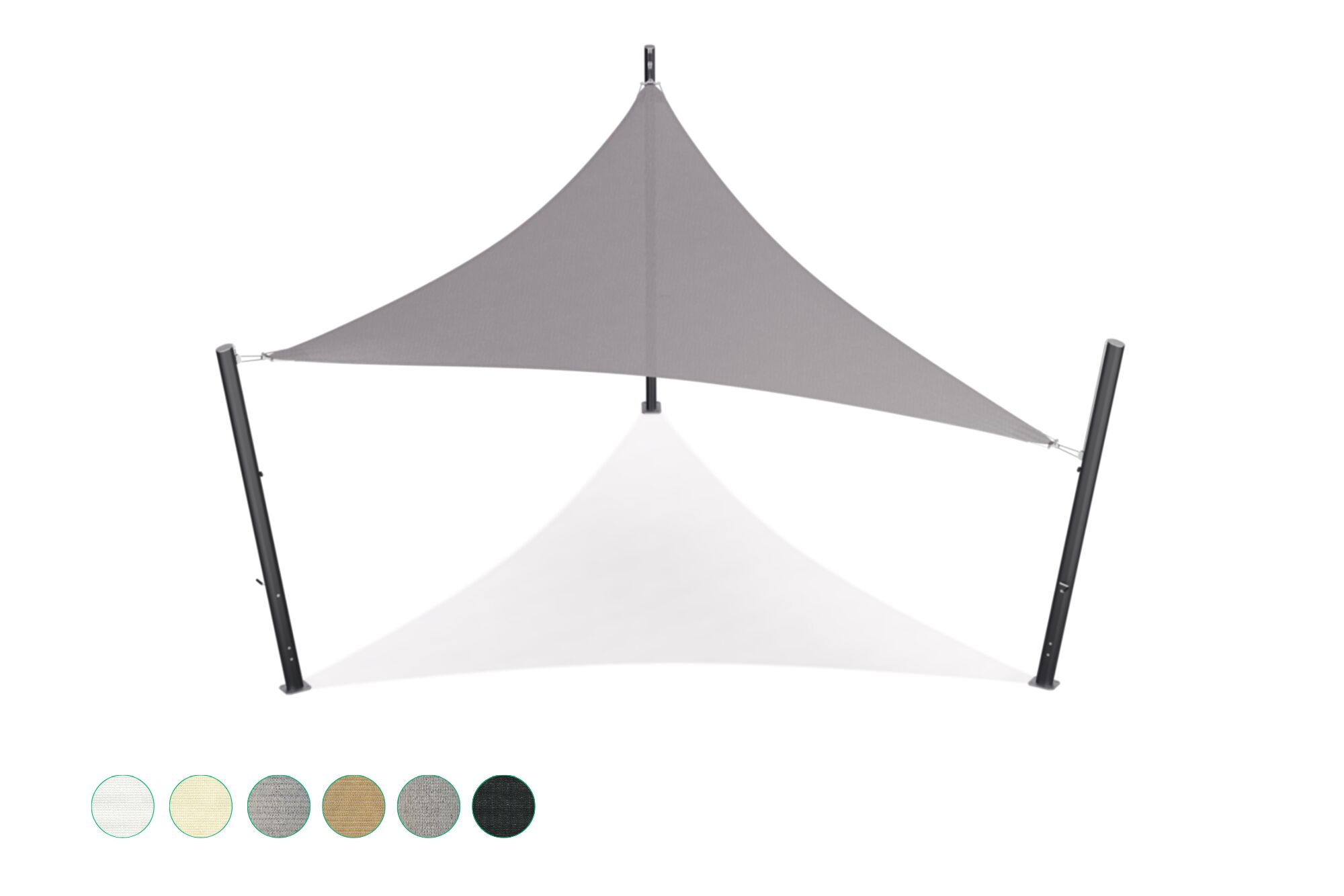 Shade sail - Triangle - 6 x 6 x 6 m -  Breathable - HDPE - Greige