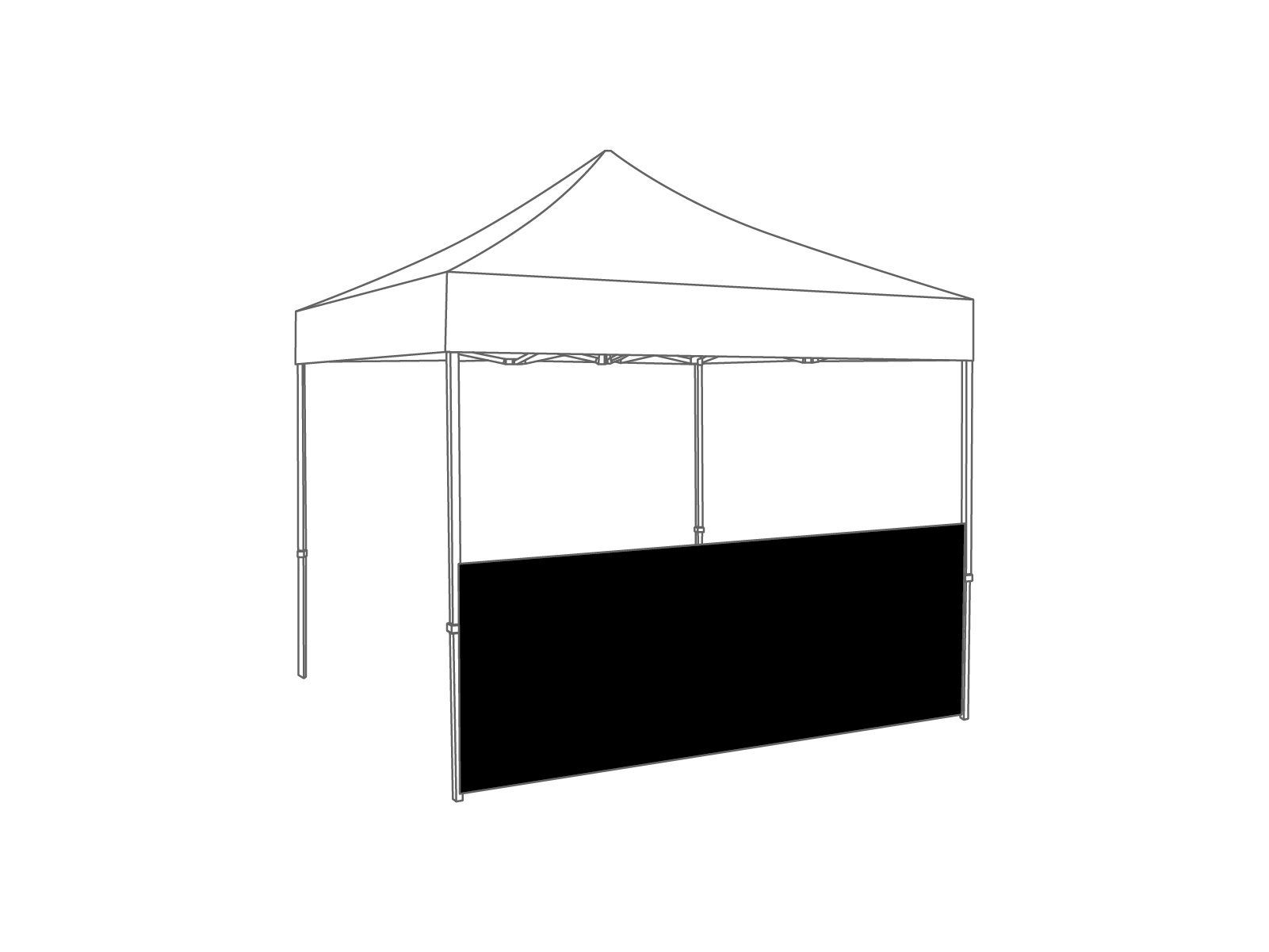 Folding tent Half wall - 3m - PVC (matt) Black